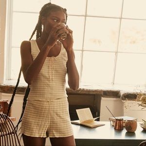 Doen Ruth Tank Top Mint Suffolk Stripe S Sold Out Cotton NWT New With Tags White